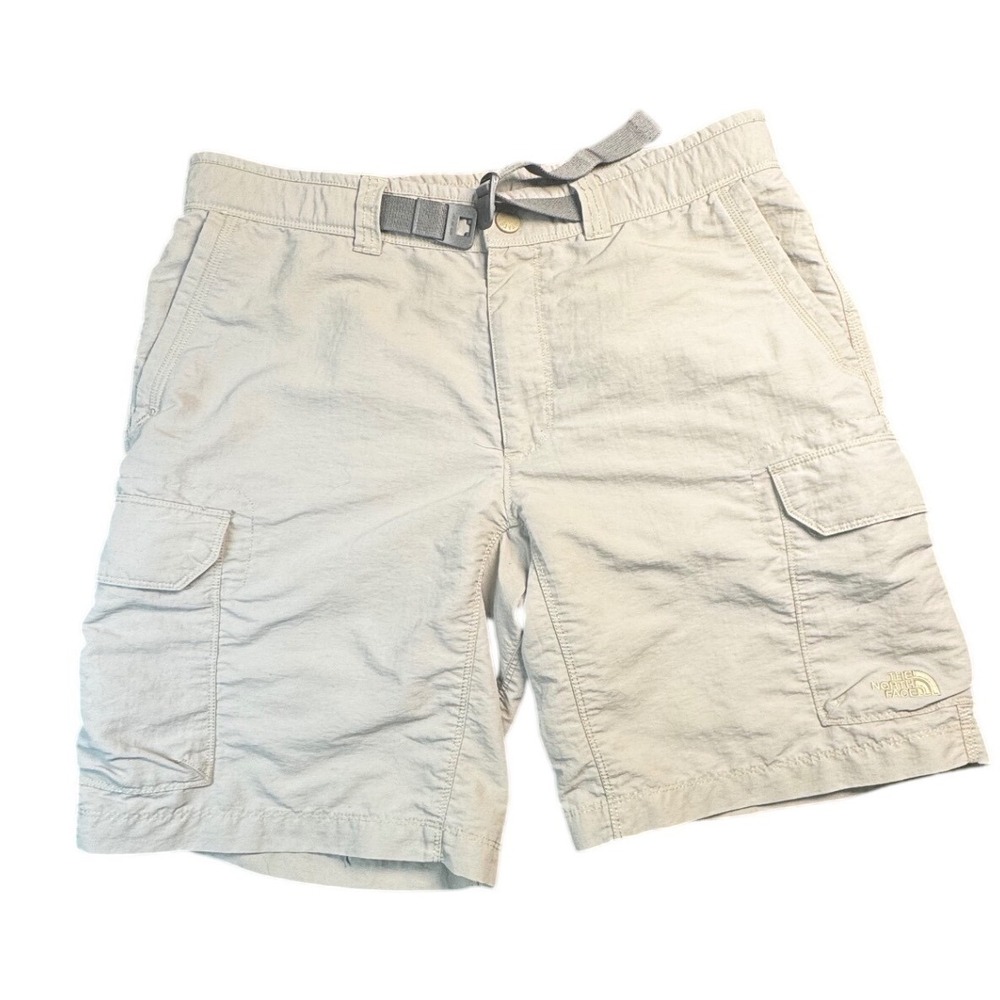 The North Face Paramount Peak Cargo Hiking Shorts Mens 34 Khaki Belted Nylon